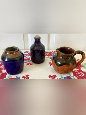 Vintage 70s Hand Crafted Signed Glazed Pottery Jar Vase Pitcher 4”